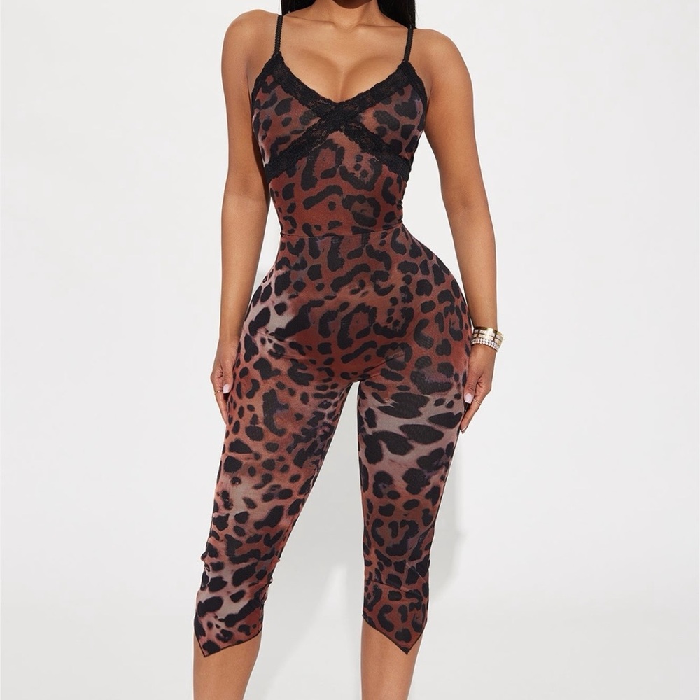 Fashion Nova Wild Elegance Jumpsuit - Brown and Black